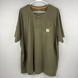 Carhartt Force Olive Green Short Sleeve Henley T-Shirt
